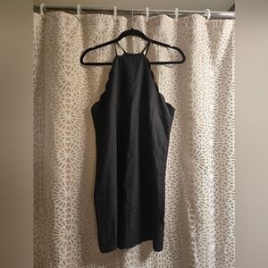 Scalloped little black dress